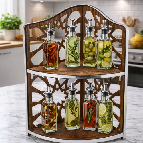 Stylish 2-Tier Wooden Countertop Rack