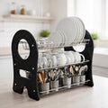 Premium 3 Tier Standing Dish Drying Rack with Utensil Hooks