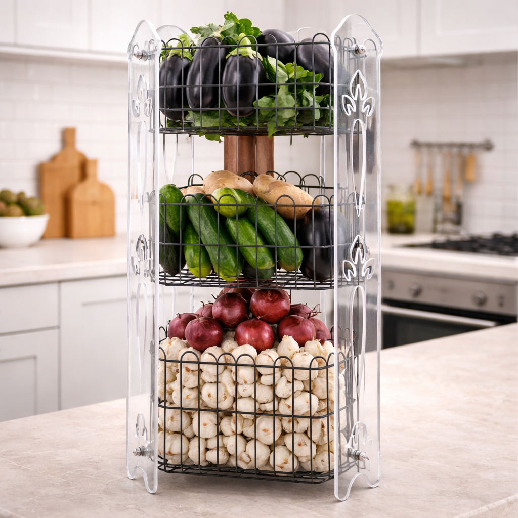 Acrylic FreshStack three-Tier Storage Rack