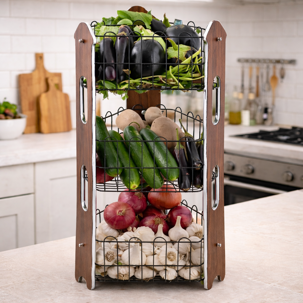 Wooden FreshStack three-Tier Storage Rack